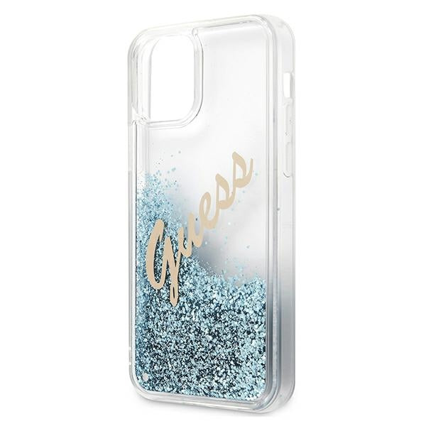 Guess GUHCP12SGLVSBL iPhone 12 mini 5.4" blue/blue hardcase Glitter Vintage Script
