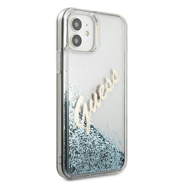 Guess GUHCP12SGLVSBL iPhone 12 mini 5.4&quot; blue/blue hardcase Glitter Vintage Script