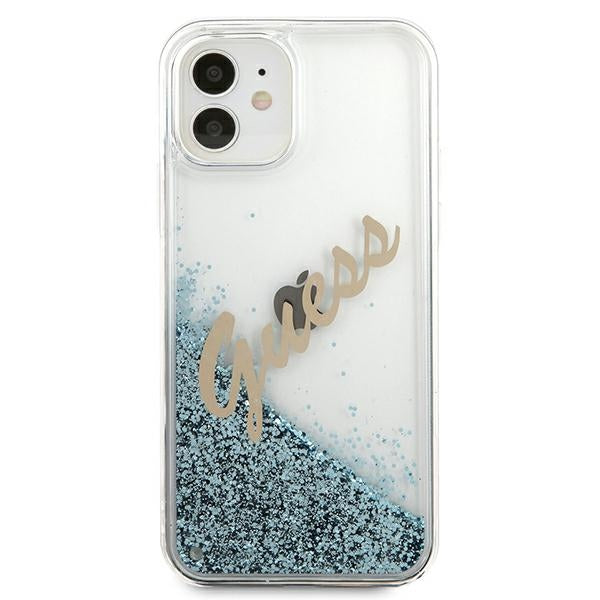 Guess GUHCP12SGLVSBL iPhone 12 mini 5.4&quot; blue/blue hardcase Glitter Vintage Script