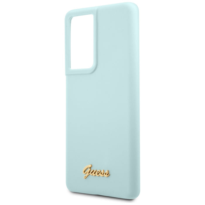 Guess GUHCS21LLSLMGLB S21 Ultra G998 blue/blue hardcase Silicone Script Metal Logo