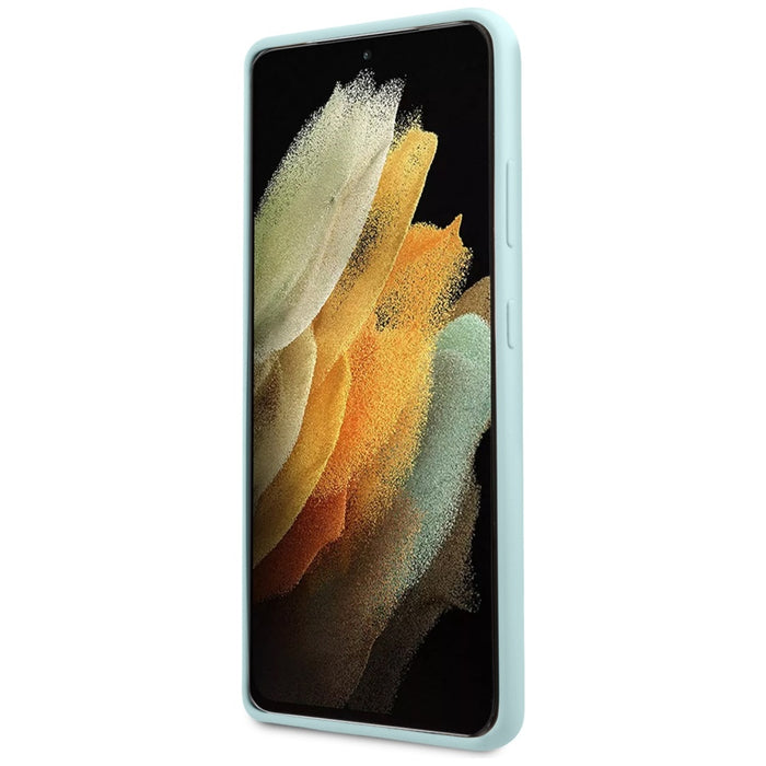 Guess GUHCS21LLSLMGLB S21 Ultra G998 blue/blue hardcase Silicone Script Metal Logo