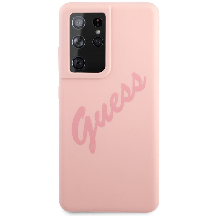 Guess GUHCS21LLSVSPI S21 Ultra G998 pink/pink hardcase Script Vintage