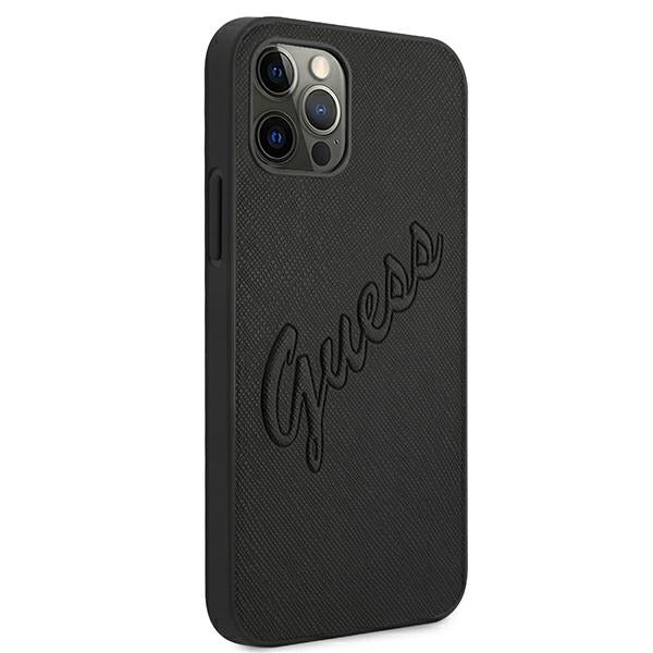 Guess Saffiano Vintage Script Case for iPhone 12 Pro Max 6.7" - Black