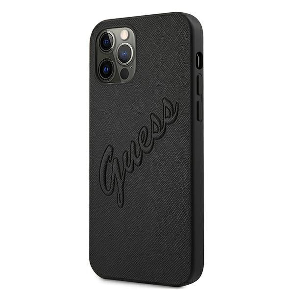 Guess Saffiano Vintage Script Case for iPhone 12 Pro Max 6.7" - Black