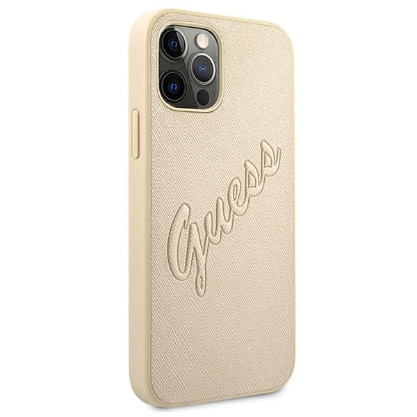 Guess GUHCP12LRSAVSLG iPhone 12 Pro Max 6.7&quot; gold/gold hardcase Saffiano Vintage Script