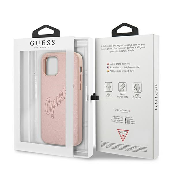 Guess GUHCP12LRSAVSRG iPhone 12 Pro Max 6.7&quot; pink/pink hardcase Saffiano Vintage Script