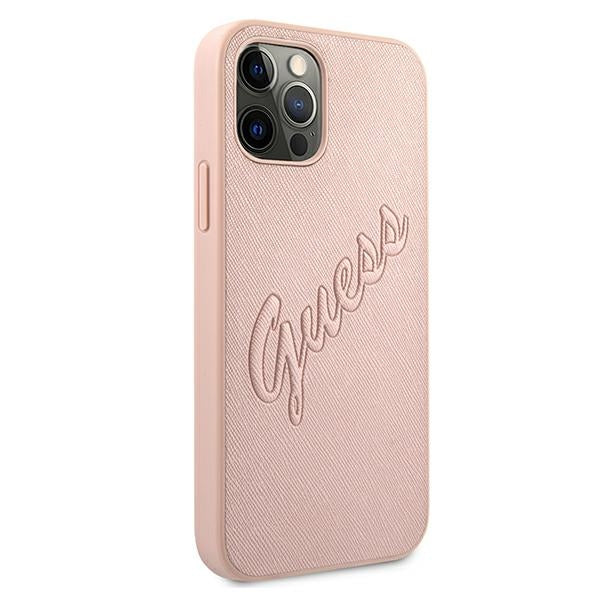 Guess GUHCP12LRSAVSRG iPhone 12 Pro Max 6.7&quot; pink/pink hardcase Saffiano Vintage Script