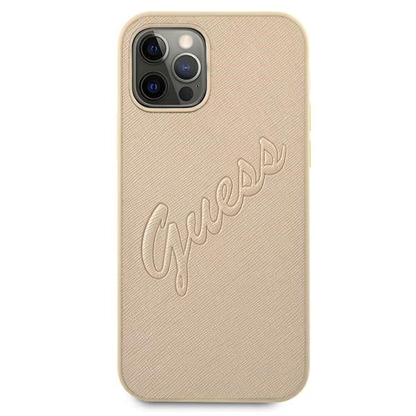 Guess GUHCP12MRSAVSLG iPhone 12/12 Pro 6.1&quot; gold/gold hardcase Saffiano Vintage Script