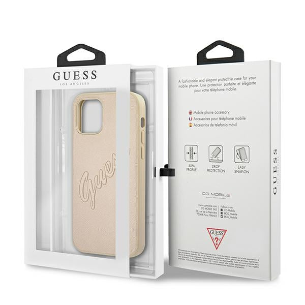 Guess GUHCP12MRSAVSLG iPhone 12/12 Pro 6.1" gold/gold hardcase Saffiano Vintage Script
