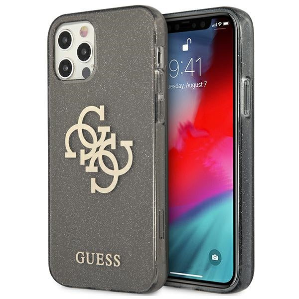 Guess GUHCP12LPCUGL4GBK iPhone 12 Pro Max 6.7&quot; black/black hard case Glitter 4G Big Logo