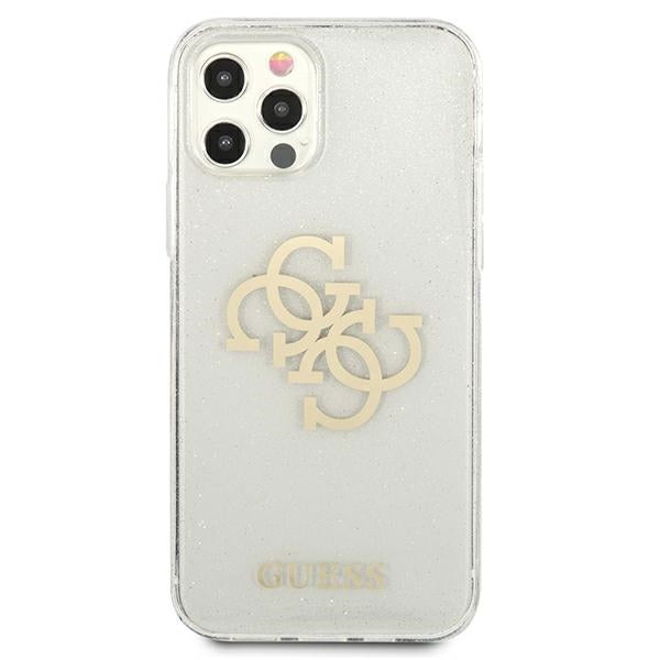 Guess GUHCP12LPCUGL4GTR iPhone 12 Pro Max 6.7" transparent hard case Glitter 4G Big Logo