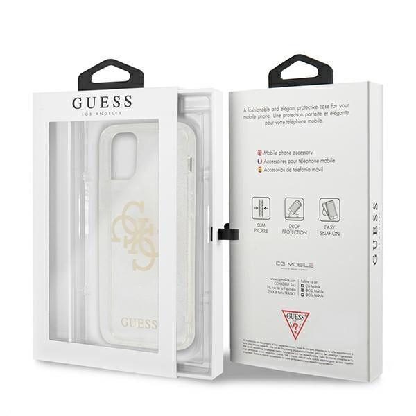 Guess GUHCP12LPCUGL4GTR iPhone 12 Pro Max 6.7&quot; transparent hard case Glitter 4G Big Logo