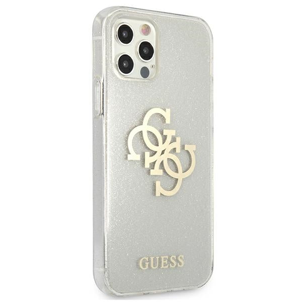 Guess GUHCP12LPCUGL4GTR iPhone 12 Pro Max 6.7&quot; transparent hard case Glitter 4G Big Logo