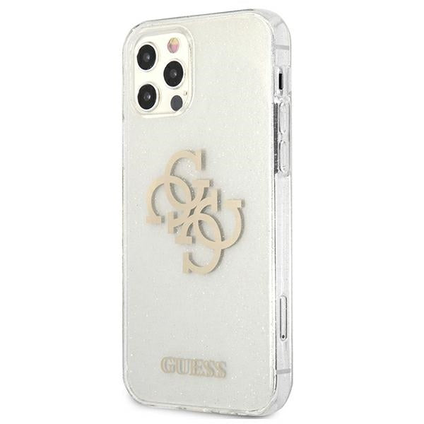 Guess GUHCP12LPCUGL4GTR iPhone 12 Pro Max 6.7&quot; transparent hard case Glitter 4G Big Logo