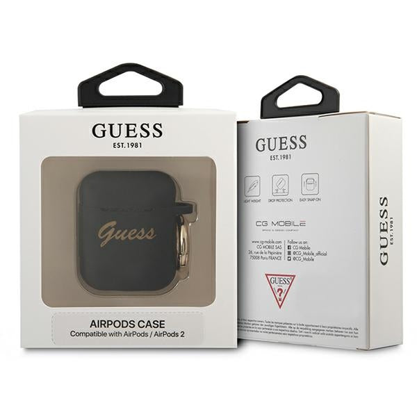 Guess GUA2SSSK AirPods cover black/black Silicone Vintage Script
