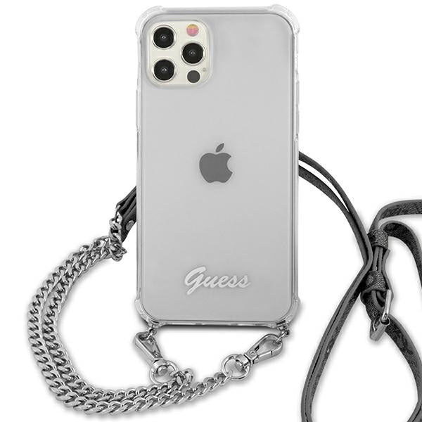 Guess GUHCP12MKC4GSSI iPhone 12/12 Pro 6.1" Transparent hardcase 4G Silver Chain