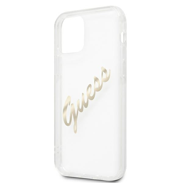 Guess GUHCP12MKTRSVGO iPhone 12/12 Pro 6.1&quot; Transparent hardcase Vintage Script Gold