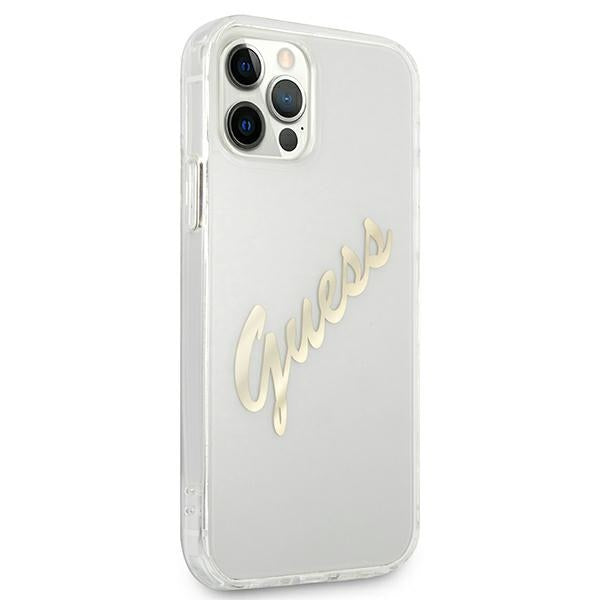 Guess GUHCP12MKTRSVGO iPhone 12/12 Pro 6.1&quot; Transparent hardcase Vintage Script Gold