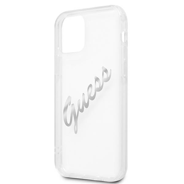 Guess GUHCP12MKTRSVSI iPhone 12/12 Pro 6.1&quot; Transparent hardcase Vintage Script Silver