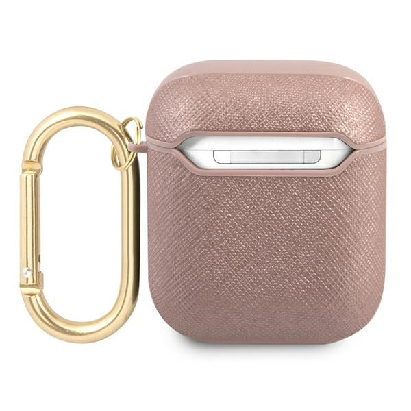 Guess GUA2SASMP AirPods cover pink/pink Saffiano Script Metal Collection