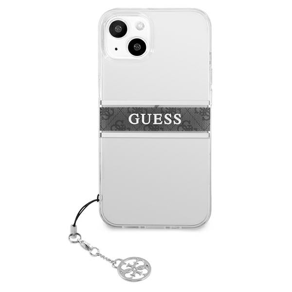 Guess GUHCP13SKB4GGR iPhone 13 mini 5.4&quot; Transparent hardcase 4G Gray Strap Charm