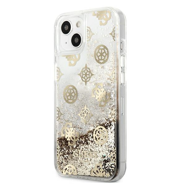 Guess GUHCP13SLGPEGO iPhone 13 mini 5.4&quot; gold/gold hardcase Peony Liquid Glitter