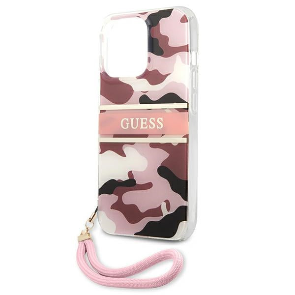 Guess GUHCP13LKCABPI iPhone 13 Pro / 13 6.1&quot; pink/pink hardcase Camo Strap Collection