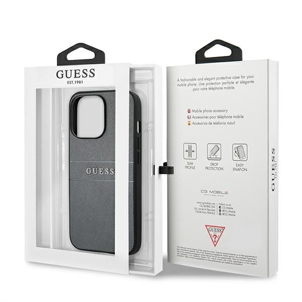 Guess GUHCP13LPSASBGR iPhone 13 Pro / 13 6.1" grey/grey Saffiano Strap