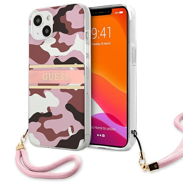 Guess GUHCP13MKCABPI iPhone 13 6.1&quot; pink/pink hardcase Camo Strap Collection