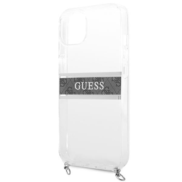Guess GUHCP13SKC4GBSI iPhone 13 mini 5.4&quot; Transparent hardcase 4G Gray Strap Silver Chain