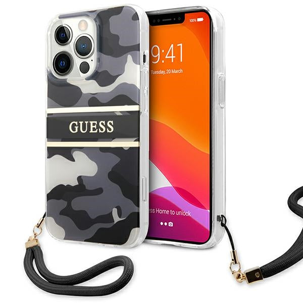 Guess GUHCP13XKCABBK iPhone 13 Pro Max 6.7&quot; black/black hardcase Camo Strap Collection