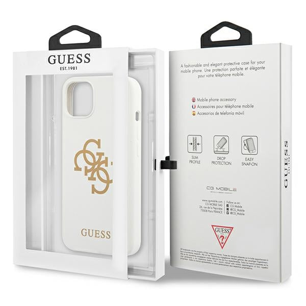 Guess GUHCP13SLS4GGWH iPhone 13 mini 5.4&quot; white/white hard case Silicone 4G Logo