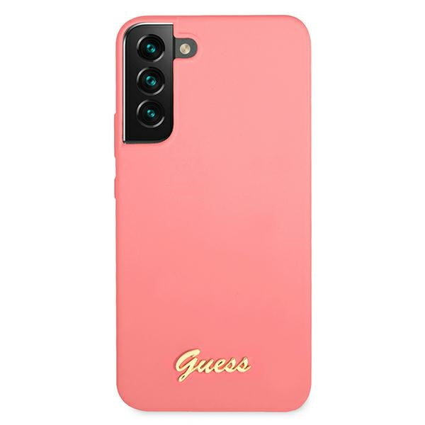 Guess GUHCS22MLSLMGFU S22+ S906 fuchsia/fuchsia hardcase Silicone Script Metal Logo