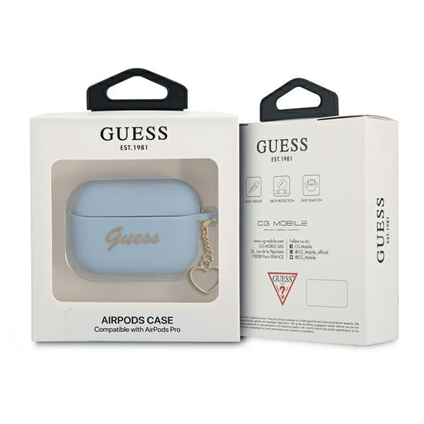 Guess GUAPLSCHSB AirPods Pro cover blue/blue Silicone Charm Heart Collection
