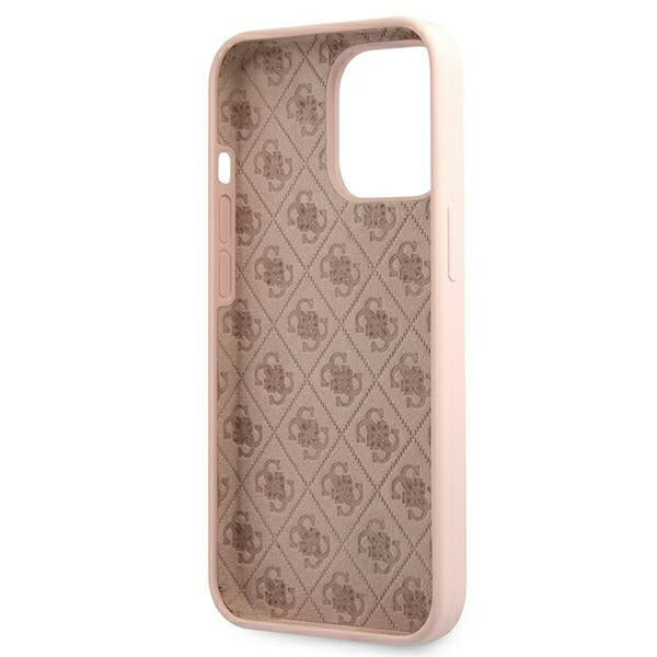 Guess GUHMP13LLSLMGLP iPhone 13 Pro / 13 6.1" light pink/light pink hardcase Silicone Script Gold Logo Magsafe