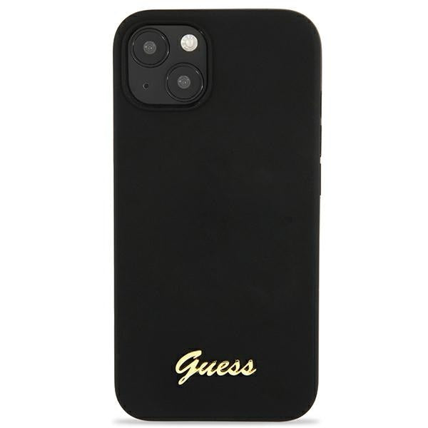 Guess GUHMP13MLSLMGBK iPhone 13 6.1&quot; black/black hardcase Silicone Script Gold Logo Magsafe