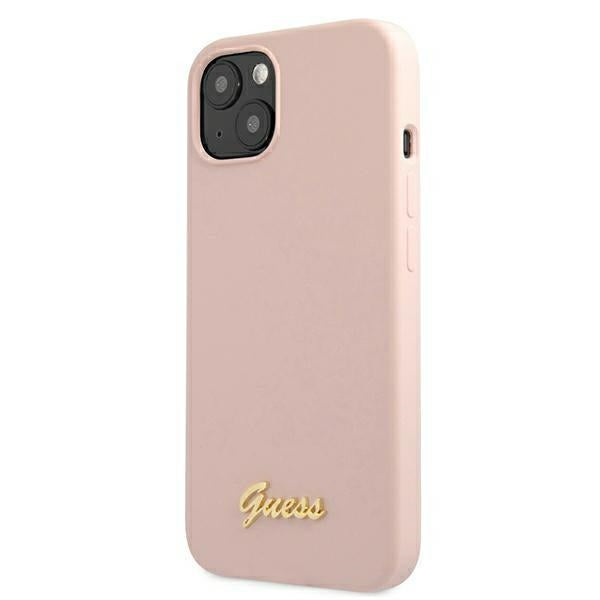 Guess GUHMP13MLSLMGLP iPhone 13 6.1&quot; light pink/light pink hardcase Silicone Script Gold Logo Magsafe