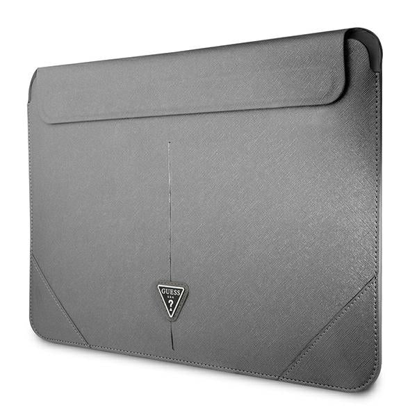 Guess Saffiano Triangle Logo case for a 14" laptop - silver