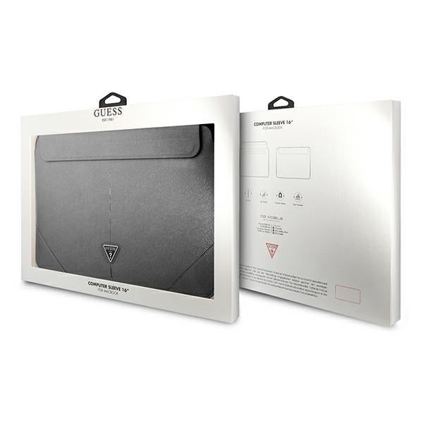 Guess Saffiano Triangle Logo case for a 16" laptop - silver