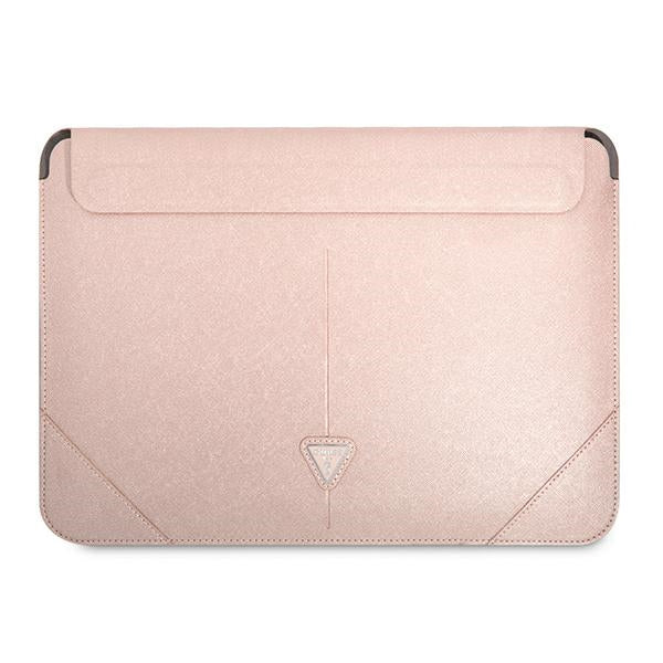 Guess Saffiano Triangle Logo case for a 16" laptop - pink