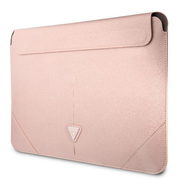 Guess Saffiano Triangle Logo case for a 16" laptop - pink