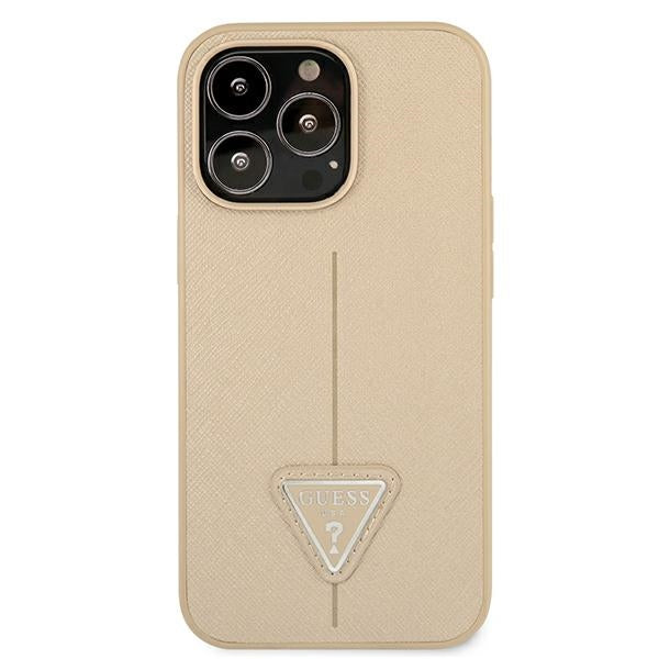 Guess GUHCP13LPSATLE iPhone 13 Pro / 13 6.1&quot; beige/beige hardcase SaffianoTriangle Logo