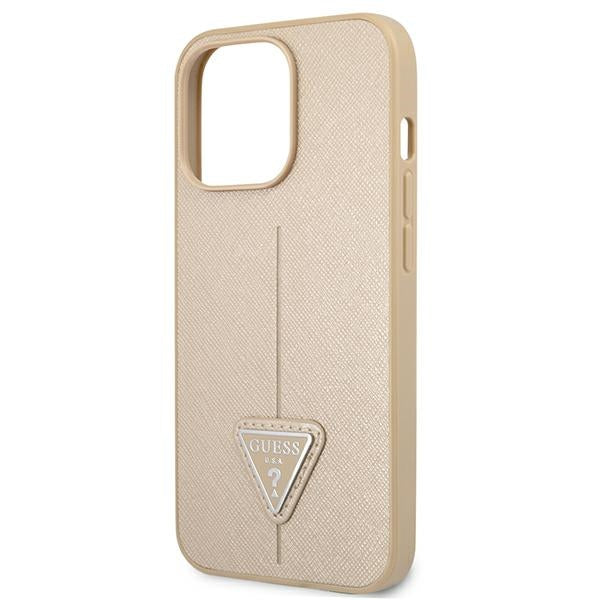 Guess GUHCP13LPSATLE iPhone 13 Pro / 13 6.1&quot; beige/beige hardcase SaffianoTriangle Logo