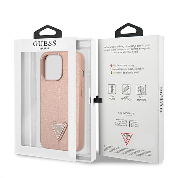 Guess GUHCP13LPSATLP iPhone 13 Pro / 13 6.1&quot; pink/pink hardcase SaffianoTriangle Logo