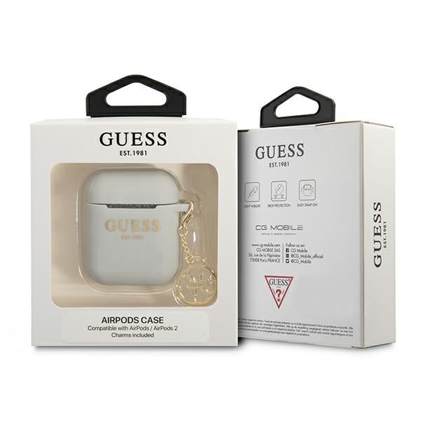 Guess GUA2LSC4EG AirPods cover grey/grey Silicone Charm 4G Collection