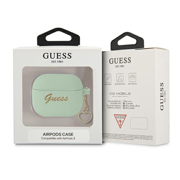 Guess GUA3LSCHSN AirPods 3 cover green/green Silicone Charm Heart Collection