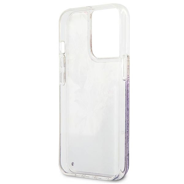 Guess GUHCP13LLFLSU iPhone 13 Pro / 13 6.1&quot; purple/purple hardcase Flower Liquid Glitter