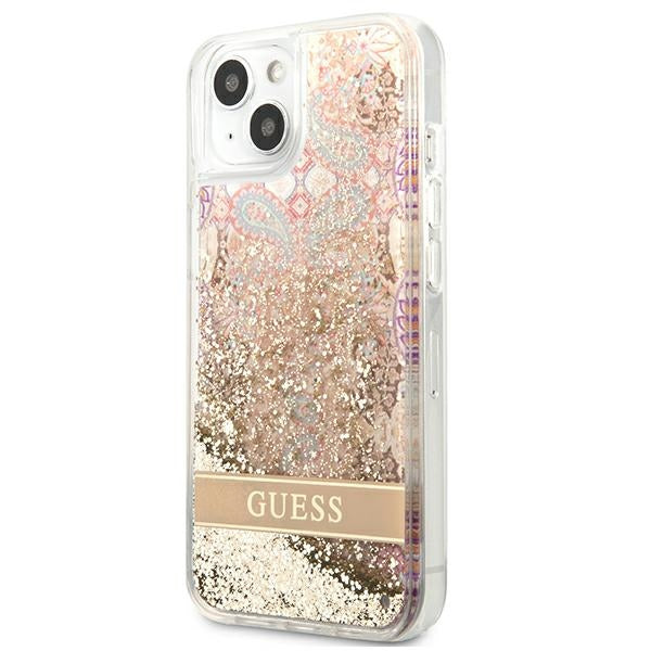 Guess GUHCP13SLFLSD iPhone 13 mini 5.4&quot; gold/gold hardcase Paisley Liquid Glitter