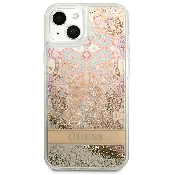 Guess GUHCP13SLFLSD iPhone 13 mini 5.4&quot; gold/gold hardcase Paisley Liquid Glitter