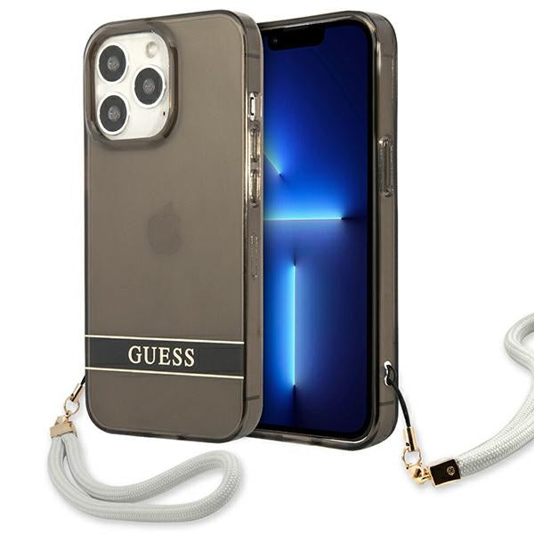 Guess GUHCP13LHTSGSK iPhone 13 Pro / 13 6.1&quot; black/black hardcase Translucent Stap